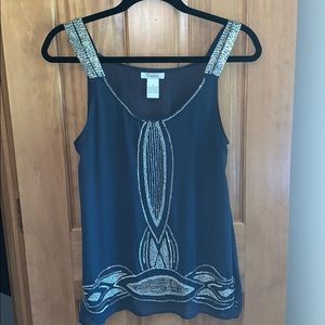 Buckle blue and silver beaded tank